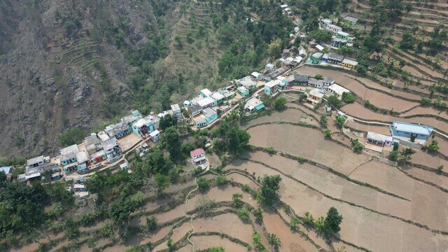 top view of step formation on a hill in chamoli