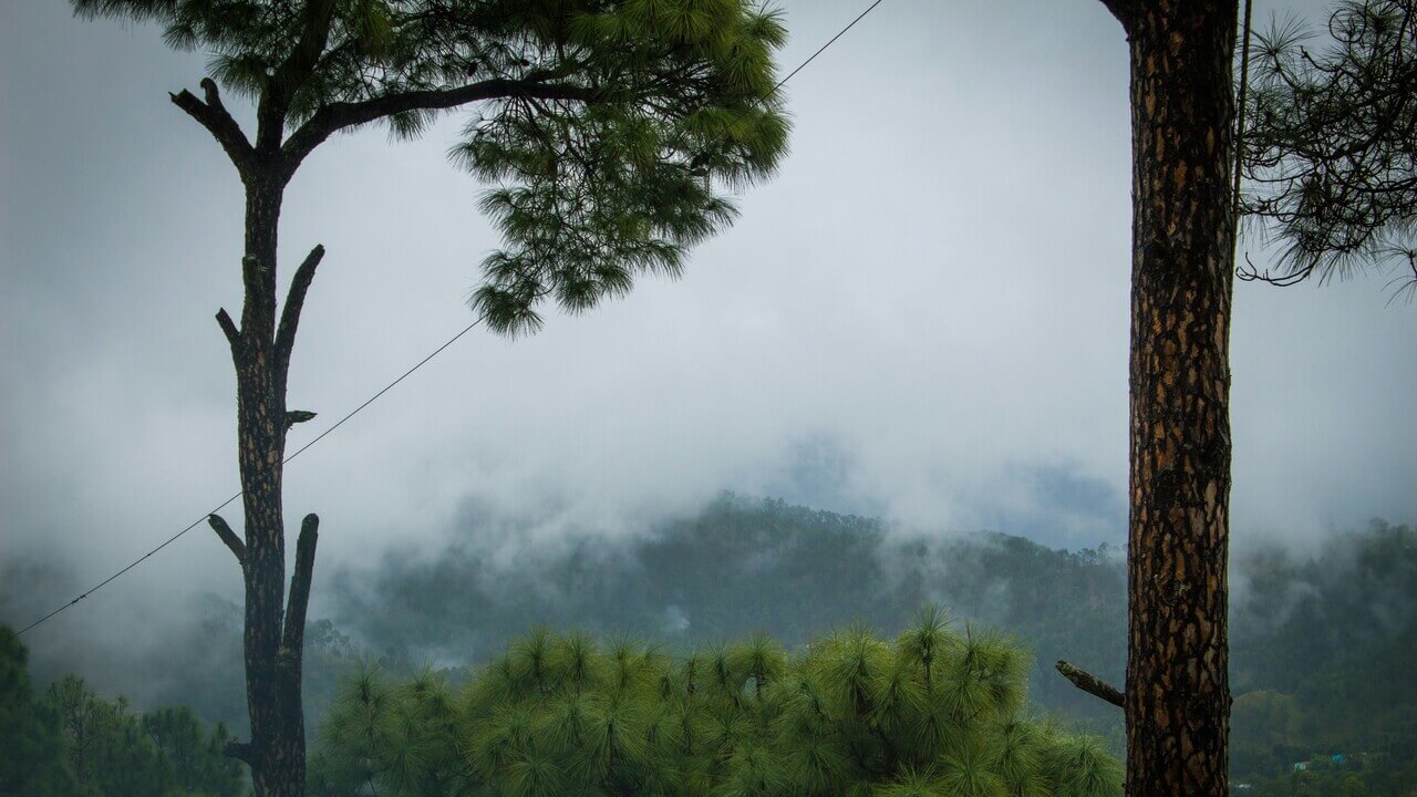 clouds seen over hills up close in kausani