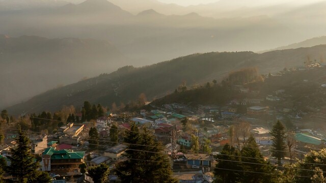 pleasent evening in munsiyari from an aerial view