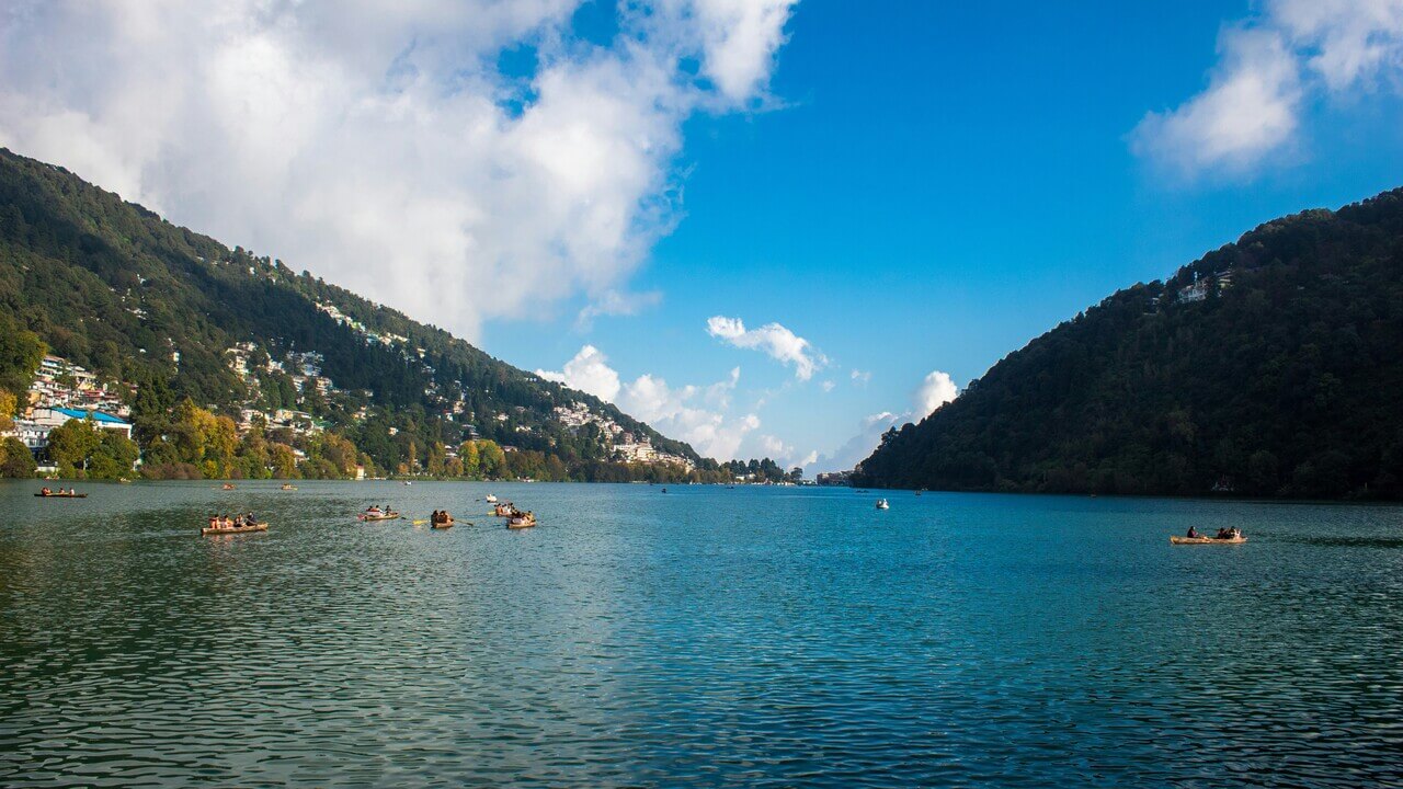 people seen boating in a lake in nainital